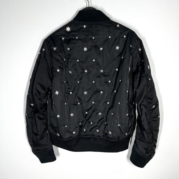Sandro Sz 2 M Silencio Studded Bomber Black Jacket Full Zip - Picture 12 of 12